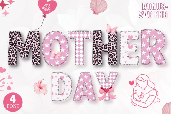 Mother Day Pink Font for Sweet Craft Designs