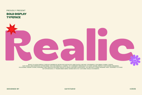 Realic Typeface: Bold Retro Display for Campaigns